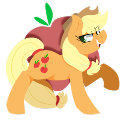 Size: 1280x1239 | Tagged: safe, artist:modularpon, artist:themodpony, imported from derpibooru, applejack, earth pony, pony, hat, lineless, raised hoof, simple background, transparent background