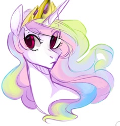 Size: 507x535 | Tagged: safe, artist:catzino, imported from derpibooru, princess celestia, pony, bust, female, mare, simple background, solo, white background