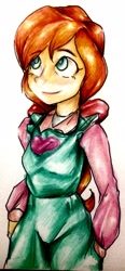 Size: 1511x3264 | Tagged: safe, artist:nolyanimeid, imported from derpibooru, megan williams, human, equestria girls, equestria girls series, rollercoaster of friendship, clothes, female, gradient background, solo, traditional art