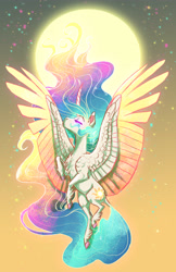 Size: 3300x5100 | Tagged: safe, artist:earthsong9405, imported from derpibooru, part of a set, princess celestia, alicorn, pony, colored hooves, curved horn, ethereal mane, eyes closed, female, mare, realistic horse legs, solo, spread wings, sun, unshorn fetlocks, wings