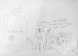 Size: 1829x1307 | Tagged: safe, artist:tjpones, imported from derpibooru, rainbow dash, twilight sparkle, alicorn, lizard pony, pegasus, pony, chemtrails, cloud, conspiracy, conspiracy theory, dialogue, duo, female, forked tongue, gas, lineart, mare, misspelling, oblivious, open mouth, pheromones, prone, reptilian eyes, reptilians, slit eyes, slit pupils, sweat, traditional art, twilight sparkle (alicorn)