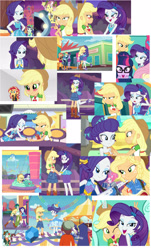 Size: 2000x3322 | Tagged: safe, edit, edited screencap, imported from derpibooru, screencap, applejack, blueberry cake, captain planet, drama letter, normal norman, rainbow dash, rarity, sci-twi, scott green, sunset shimmer, twilight sparkle, watermelody, equestria girls, equestria girls series, rollercoaster of friendship, background human, best friends, collage, converse, female, geode of shielding, geode of super speed, geode of super strength, lesbian, magical geodes, rarijack, shipping, shipping fuel, shoes