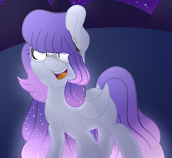 Size: 1024x938 | Tagged: safe, artist:moonlightdisney5, artist:thatonefluffs, imported from derpibooru, oc, oc only, oc:talia breeze, pegasus, pony, ethereal mane, female, folded wings, glasses, mare, solo, starry mane