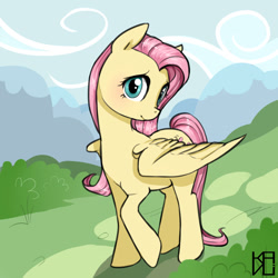 Size: 1200x1200 | Tagged: safe, artist:kavli-kaffel, imported from derpibooru, fluttershy, pegasus, pony, blushing, cute, female, looking at you, mare, shyabetes, solo