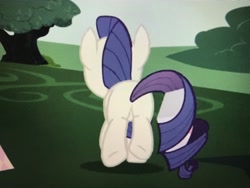 Size: 4032x3024 | Tagged: safe, imported from derpibooru, screencap, rarity, pony, unicorn, party of one, butt, cropped, female, mare, plot, rear view, solo