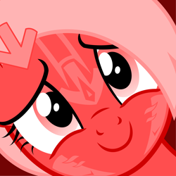 Size: 1500x1500 | Tagged: safe, artist:arifproject, imported from derpibooru, oc, oc only, oc:downvote, pony, derpibooru, close-up, cute, decal, derpibooru ponified, looking at you, meta, ponified, simple background, smiling, solo