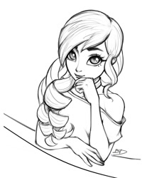 Size: 846x1020 | Tagged: safe, artist:imdrunkontea, imported from derpibooru, coloratura, equestria girls, black and white, female, grayscale, looking at you, monochrome, rara, simple background, sketch, solo, white background