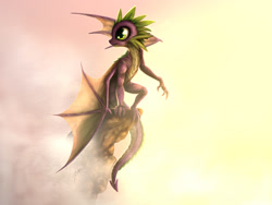 Size: 1024x768 | Tagged: safe, artist:zetamad, imported from derpibooru, spike, dragon, epic, male, older, older spike, solo, winged spike, wings