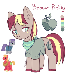 Size: 1872x2000 | Tagged: safe, artist:koteikow, imported from derpibooru, big macintosh, maud pie, oc, oc:brown betty, earth pony, pony, fusion, neckerchief, reference sheet, unshorn fetlocks