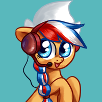 Size: 200x200 | Tagged: safe, artist:avui, imported from derpibooru, oc, oc only, oc:ember, oc:ember (hwcon), earth pony, pony, blue background, dutch cap, female, hat, headset, hearth's warming con, mare, mascot, netherlands, picture for breezies, simple background, solo