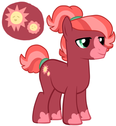 Size: 1200x1300 | Tagged: safe, artist:rain-blossom-drop, imported from derpibooru, oc, oc only, earth pony, pony, blaze (coat marking), coat markings, facial markings, male, offspring, parent:cheerilee, parent:sunburst, parents:cheerburst, ponytail, simple background, solo, stallion, white background