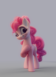 Size: 796x1090 | Tagged: safe, artist:v747, imported from derpibooru, pinkie pie, earth pony, pony, 3d, cute, diapinkes, female, freckles, gray background, looking at you, mare, shoulder freckles, simple background, smiling, solo