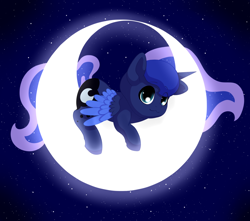 Size: 1024x905 | Tagged: safe, artist:kisaradoesart16, imported from derpibooru, princess luna, alicorn, pony, female, looking at you, mare, moon, solo, tangible heavenly object