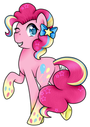 Size: 602x850 | Tagged: safe, artist:cinnamonaurora, imported from derpibooru, pinkie pie, earth pony, pony, female, mare, rainbow power, simple background, solo, transparent background