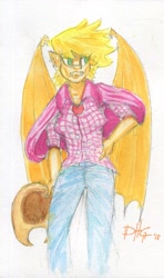 Size: 1201x2025 | Tagged: safe, artist:invalid-david, imported from derpibooru, applejack, anthro, bat pony, vampire, female, painting, simple background, solo, traditional art, watercolor painting