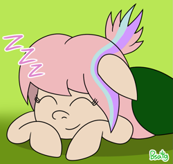 Size: 857x812 | Tagged: safe, artist:b-cacto, imported from derpibooru, oc, oc only, oc:sweet skies, pony, blanket, sleeping, smiling, solo, zzz