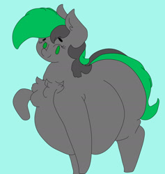 Size: 2100x2211 | Tagged: safe, artist:somefrigginnerd, artist:varah, imported from derpibooru, oc, oc only, oc:varah bubble, pony, belly, big belly, chest fluff, fat, female, large belly, large butt, mare, missing cutie mark, raised hoof, simple background, solo