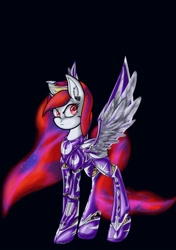 Size: 2079x2953 | Tagged: safe, artist:acespade777, imported from derpibooru, oc, oc only, oc:blackjack, alicorn, pony, fallout equestria, fallout equestria: project horizons, alicorn oc, armor, artificial wings, augmented, colored, digital art, fanfic art, female, level 5 (iconium) (project horizons), mare, mechanical wing, solo, wings