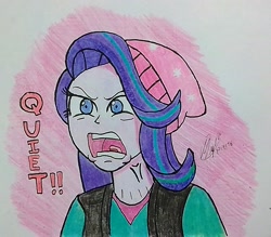 Size: 2496x2184 | Tagged: safe, artist:php71, deleted from derpibooru, imported from derpibooru, starlight glimmer, equestria girls, spoiler:eqg specials, angry, beanie, dilated pupils, equestria girls interpretation, female, hat, quiet, rage, ragelight glimmer, scene interpretation, shrunken pupils, solo, traditional art