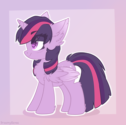 Size: 2838x2804 | Tagged: safe, artist:dreamyeevee, imported from derpibooru, twilight sparkle, alicorn, pony, chest fluff, cute, ear fluff, eye clipping through hair, female, fluffy, leg fluff, profile, solo, twiabetes, twilight sparkle (alicorn), wing fluff