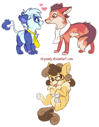 Size: 1024x1314 | Tagged: safe, artist:stepandy, deleted from derpibooru, imported from derpibooru, oc, oc only, oc:gigia, oc:pandy, chest fluff, glasses, heart, leonine tail, necktie, simple background, tongue out, transparent background