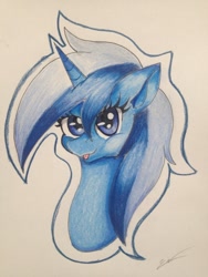 Size: 1024x1365 | Tagged: safe, artist:luxiwind, imported from derpibooru, minuette, pony, unicorn, bust, female, portrait, solo, traditional art