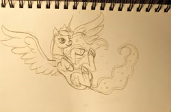 Size: 4547x2988 | Tagged: safe, artist:poofiemus, imported from derpibooru, princess luna, alicorn, pony, female, pencil drawing, solo, traditional art