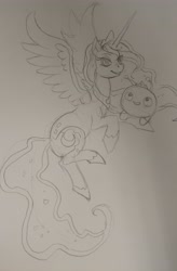 Size: 2964x4508 | Tagged: safe, artist:poofiemus, imported from derpibooru, princess luna, pony, crossover, final space, mooncake (final space), pencil drawing, traditional art