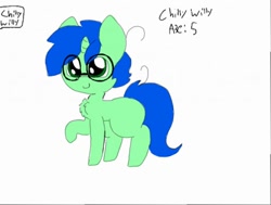 Size: 512x387 | Tagged: safe, artist:chillywilly, imported from derpibooru, oc, oc only, oc:chilly willy, pony, unicorn, chest fluff, colt, glasses, male, simple background, solo, white background, young