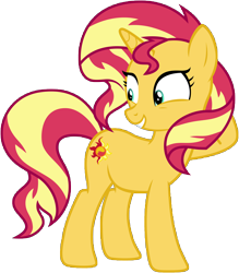 Size: 7558x8640 | Tagged: safe, artist:famousmari5, imported from derpibooru, sunset shimmer, pony, unicorn, equestria girls series, forgotten friendship, absurd resolution, cute, excited, female, hooves behind head, shimmerbetes, simple background, solo, transparent background, vector