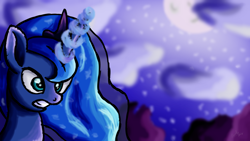 Size: 2560x1440 | Tagged: safe, artist:fedairkid, imported from derpibooru, princess luna, alicorn, magic, moon, night