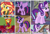 Size: 720x495 | Tagged: safe, edit, edited screencap, imported from derpibooru, screencap, amethyst skim, starlight glimmer, sunset shimmer, twilight sparkle, twilight sparkle (alicorn), alicorn, pony, unicorn, a canterlot wedding, equestria girls, equestria girls (movie), equestria girls series, rollercoaster of friendship, the crystalling, the cutie map, before and after, bully, caption, cropped, crown, cute, cutie mark, equal cutie mark, equality mark, female, geode of empathy, image macro, jewelry, mane, mare, meme, necklace, our town, raised hoof, regalia, sharp teeth, smiling, spread wings, sunset satan, teeth, unicorn twilight, wings
