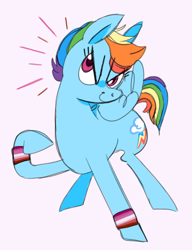 Size: 498x648 | Tagged: safe, artist:mewnikitty, imported from derpibooru, rainbow dash, pony, female, headcanon, lesbian, lesbian pride flag, lgbt, lgbt headcanon, pride, pride flag, solo