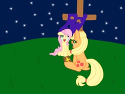 Size: 736x552 | Tagged: artist needed, safe, imported from derpibooru, applejack, fluttershy, bible, christianity, cross, crying, crying on the outside, fluttercry, religious headcanon