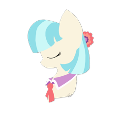 Size: 570x570 | Tagged: safe, artist:avelineh, imported from derpibooru, coco pommel, pony, eyes closed, female, flower, flower in hair, mare, simple background, solo, transparent background