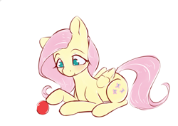 Size: 936x663 | Tagged: safe, artist:alasou, imported from derpibooru, fluttershy, pegasus, pony, ball, cute, female, mare, shyabetes, simple background, solo, white background