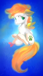 Size: 423x750 | Tagged: safe, artist:altblast, color edit, edit, imported from derpibooru, oc, oc only, oc:dandelion blossom, pegasus, pony, colored, cute, heart, sitting, solo, spread wings, wings