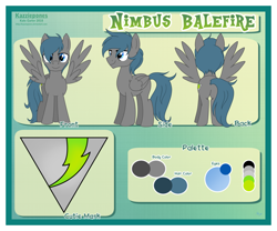 Size: 1024x853 | Tagged: safe, artist:kazziepones, imported from derpibooru, oc, oc only, oc:nimbus balefire, pegasus, pony, male, reference sheet, solo, stallion