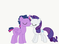 Size: 1024x768 | Tagged: safe, artist:turnaboutart, imported from derpibooru, rarity, twilight sparkle, alicorn, unicorn, base used, dusk shine, female, half r63 shipping, kissing, male, prince dusk, rarilight, rarishine, rule 63, shipping, straight, twilight sparkle (alicorn)