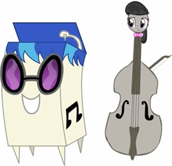 Size: 720x694 | Tagged: safe, imported from derpibooru, part of a set, dj pon-3, octavia melody, vinyl scratch, object pony, original species, cello, double waifus, musical instrument, ponified, turntable, waifu