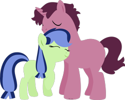 Size: 5448x4369 | Tagged: safe, artist:babyroxasman, imported from derpibooru, oc, oc only, oc:bitter punch, oc:blueberry zinger, earth pony, pony, unicorn, absurd resolution, brother and sister, duo, female, lineless, male, not incest, nuzzling, offspring, ship:bitterberries, siblings, simple background, transparent background, vector