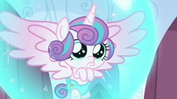 Size: 1024x576 | Tagged: safe, imported from derpibooru, screencap, princess flurry heart, alicorn, pony, the crystalling, about to cry, baby, baby alicorn, baby flurry heart, baby pony, bubble, cloth diaper, crying, cute, daaaaaaaaaaaw, dawwww, diaper, diapered, diapered filly, female, filly, foal, force field, infant, infant flurry heart, light pink diaper, newborn, newborn baby flurry heart, newborn flurry heart, newborn infant flurry heart, sad, sad eyes, safety pin, solo, spread wings, teary eyes, weapons-grade cute, wings