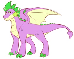 Size: 2000x1600 | Tagged: safe, artist:canisrettmajoris, imported from derpibooru, spike, dragon, colored claws, male, older, older spike, quadrupedal spike, simple background, smiling, solo, white background, winged spike, wings