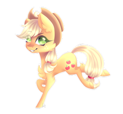 Size: 1024x951 | Tagged: safe, artist:luulyh, imported from derpibooru, applejack, earth pony, pony, cowboy hat, female, hat, looking at you, mare, simple background, solo, transparent background, underhoof