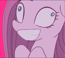 Size: 500x444 | Tagged: safe, artist:tyuubatu, edit, imported from derpibooru, pinkamena diane pie, pinkie pie, earth pony, pony, animated, creepy, cropped, female, gif, mare, seizure warning, solo