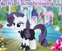 Size: 521x430 | Tagged: safe, imported from derpibooru, screencap, mean rarity, pony, unicorn, the mean 6, clone, clothes, cropped, female, frown, gameloft, mare, meme, messy mane, solo, unamused, wow! glimmer