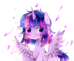 Size: 610x510 | Tagged: safe, artist:magicangelstarartist, imported from derpibooru, twilight sparkle, alicorn, pony, female, mare, simple background, smiling, solo, twilight sparkle (alicorn), white background