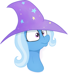 Size: 1734x1865 | Tagged: safe, artist:paskanaakka, derpibooru exclusive, imported from derpibooru, trixie, pony, bust, clothes, female, hat, portrait, simple background, solo, transparent background, trixie's hat