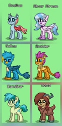 Size: 647x1312 | Tagged: safe, imported from derpibooru, screencap, gallus, ocellus, sandbar, silverstream, smolder, yona, changedling, changeling, dragon, earth pony, griffon, hippogriff, pony, yak, pony town, dragoness, female, game screencap, male, revised, student six, teenager