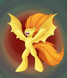 Size: 1650x1900 | Tagged: safe, artist:huffy26, imported from derpibooru, spitfire, bat pony, atg 2018, bat ponified, female, newbie artist training grounds, race swap, sharp teeth, spitbat, teeth